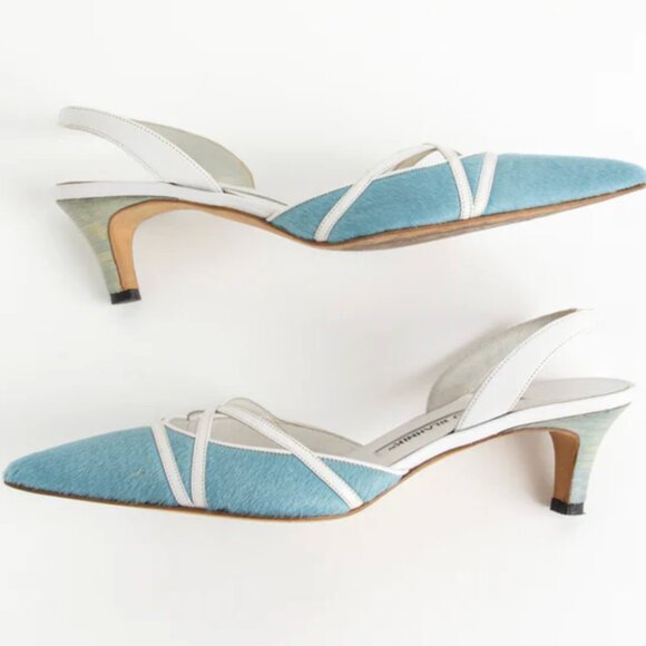 RARE vintage Manolo Blahnik blue pony hair heels in very good condition - Picture 3 of 8